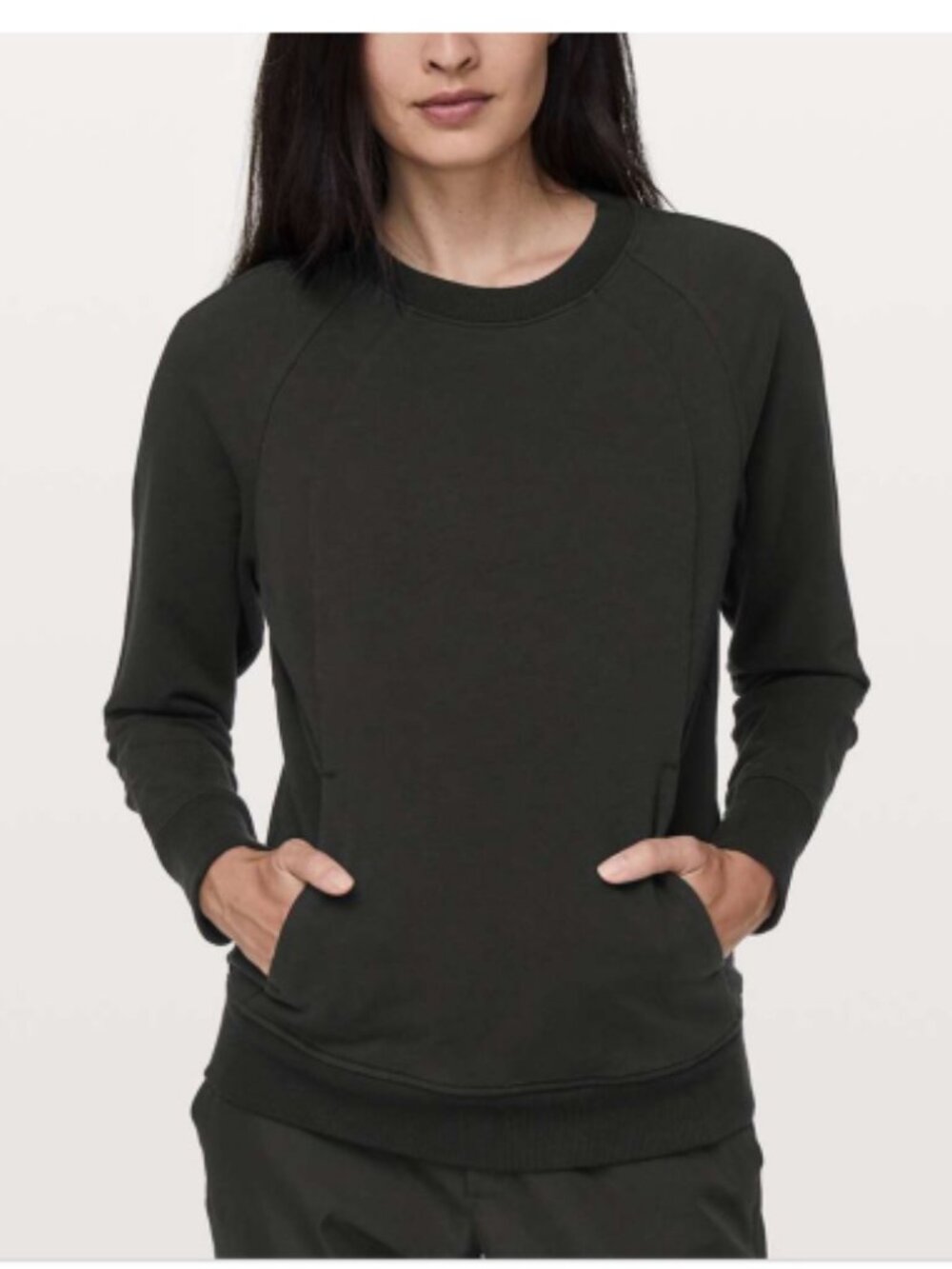 Lululemon Scuba Crew Sweatshirt Black Size 12 Pullover Pockets